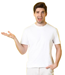 junger mann im weissen t shirt