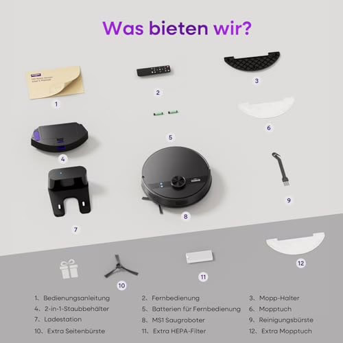 MONSGA Saugroboter mit Wischfunktion und LiDAR