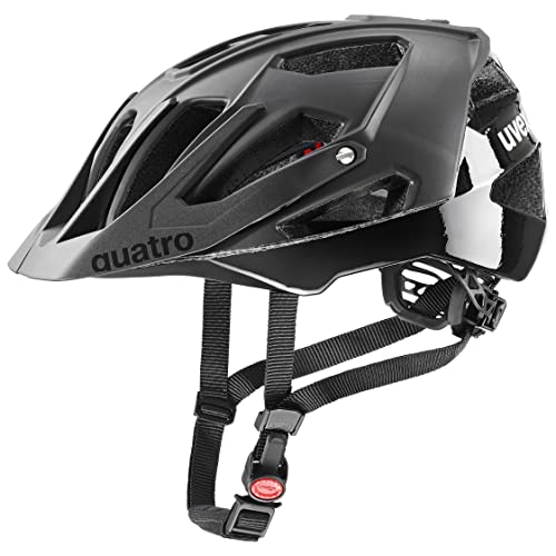 uvex Quatro cc - sicherer MTB-Helm für Damen und Herren - individuelle Größenanpassung - waschbare Innenausstattung - All Black - 52-57 cm