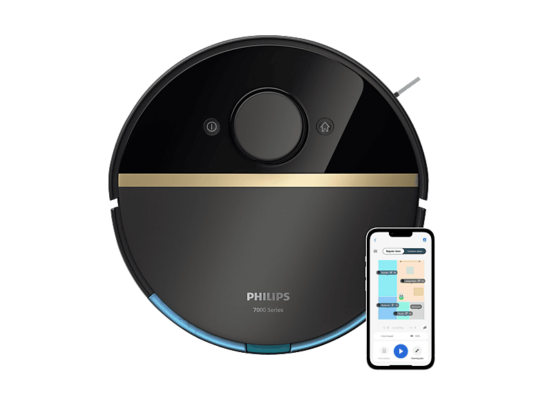 PHILIPS XU7000/01 HomeRun 7000 Series Aqua mit Wischfunktion und App, Hindernissenerkennung, Saugroboter