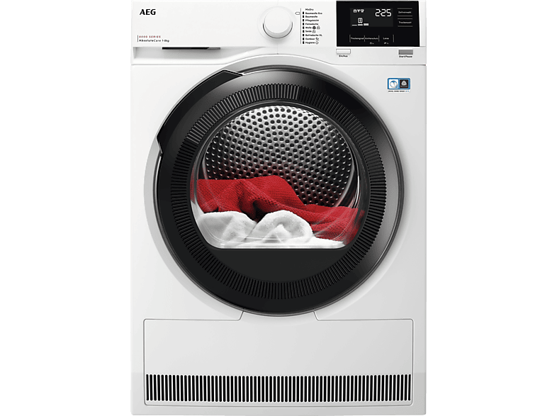 AEG TR8T60685 Wärmepumpentrockner Serie 8000 AbsoluteCare® mit Trommelsteuerung (8 kg, Weiß / Schwarz Weiß)