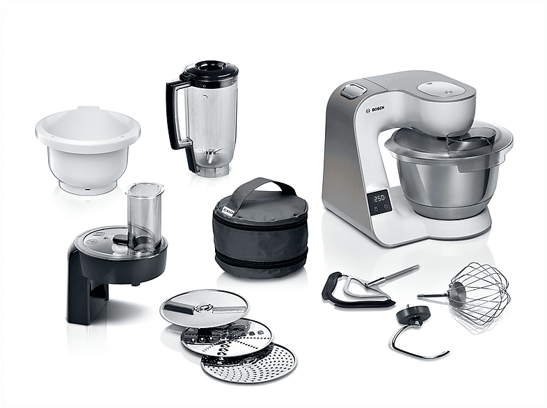 BOSCH MUM5XW34 Serie 4, MUM 5 Küchenmaschine Weiß/Champagne (Rührschüsselkapazität: 3,9 l, 1000 Watt)