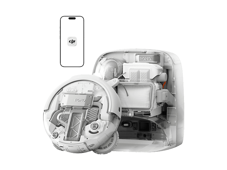 DJI ROMO P mit Wischfunktion und transparentem Design, Saugroboter