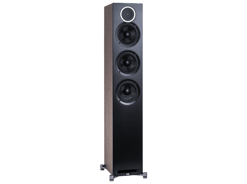 ELAC Debut Reference F5 HiFi Lautsprecher (Hochtöner: 1 x 25 mm Kalotte, Tieftöner: 3 130 Konus, Aramid-Faser verstärkt, Schwarz/Holz