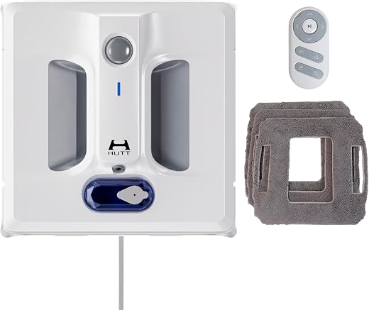 Hutt A1 Fensterputzroboter mit 4-Fach Sprühsystem (150ml Tank, 6000Pa Saugleistung, Kanten- und Hinderniserkennung, Für Glas, Fliesen, Wintergärten, Spiegel etc, Sicherungsseil, 3X Reinigungstuch)