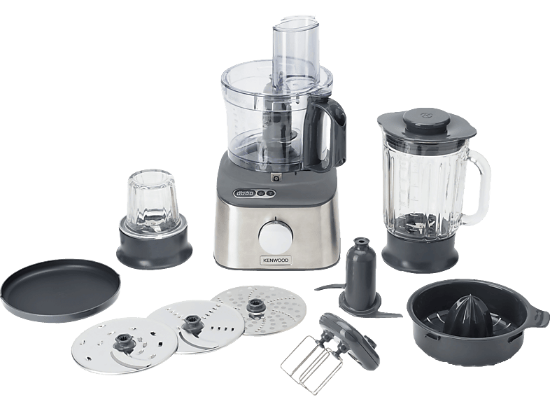 KENWOOD Multipro Compact+ FDM313SS mit vielseitigem Zubehör, Kompaktküchenmaschine Silber (Rührschüsselkapazität: 2,1 l, 800 Watt)