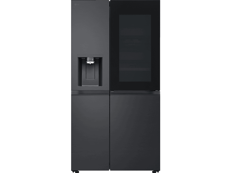 LG GSXE90EVDD mit Craft Ice, InstaView Door-in-Door® Side-by-Side (628 l, D, 1790 mm hoch, Essence Matte Black)