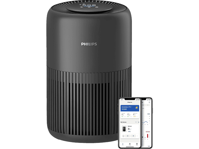 PHILIPS AC0951/13 PureProtect Mini 900 Series intelligenter Luftreiniger Dunkelgrau (23 Watt, Raumgröße: 65 m², HEPA-, Aktivkohle-, Vorfilter)
