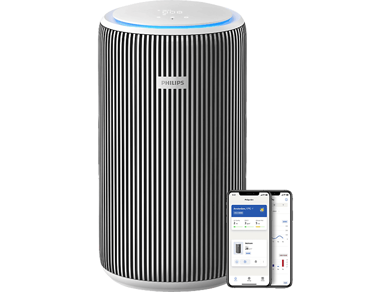 PHILIPS AC3220/10 PureProctect 3200 Series intelligenter Luftreiniger Silber/Arktisweiß (36 Watt, Raumgröße: 135 m², HEPA-, Aktivkohle-, Vorfilter)