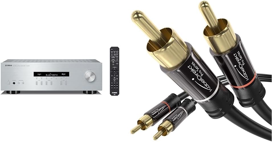 Yamaha RS-202D Stereo-Receiver DAB Silber & KabelDirekt – 1 m Cinch Kabel