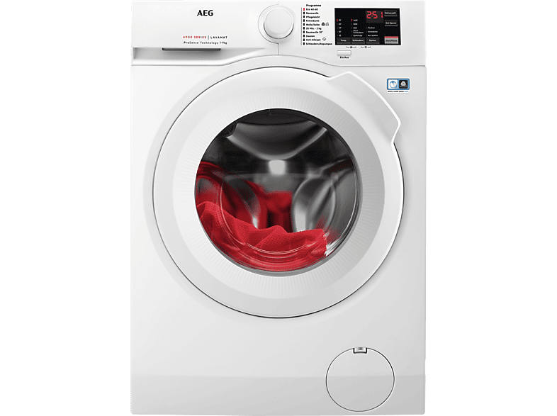AEG L6FBF56490 Serie 6000 ProSense® mit Mengenautomatik Waschmaschine (9 kg, 1351 U/Min., A)