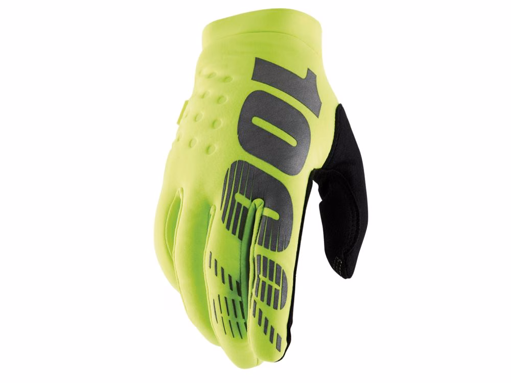 100% Brisker Cold Weather Glove S Fluo Yellow / Black - warmer Bikehandschuh mit Top-Grip