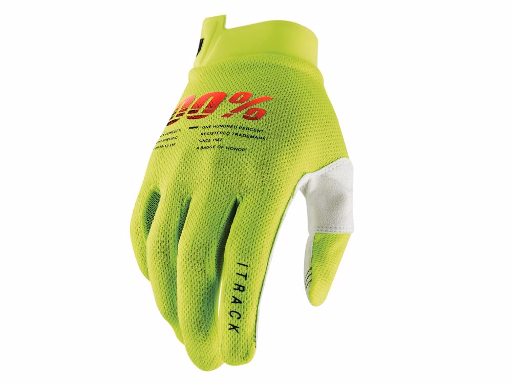 100% iTrack Gloves L fluo yellow - ultraleichter MTB-Handschuh mit Top-Grip
