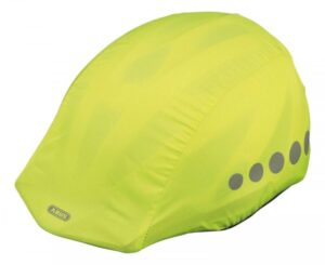 ABUS Regenkappe Neongelb - wasserabweisend, Signalhelm-Überzug mit Reflektoren, universell passend