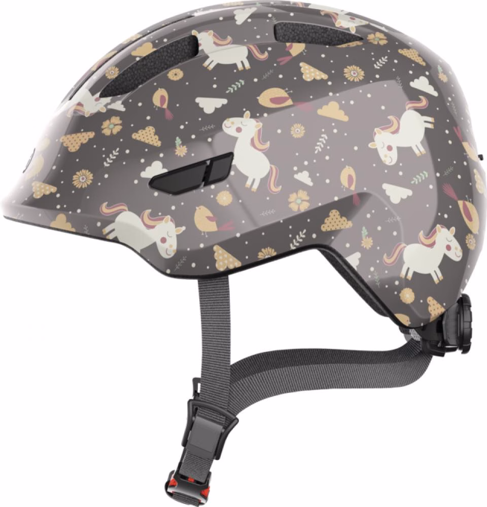 ABUS Smiley 3.0 Kinderhelm grey horse, Größe M 50-55 cm, In-Mold, höhenverstellbar, Belüftung, Reflektoren, ideal für kleine Pferdefans, sicher & bequem