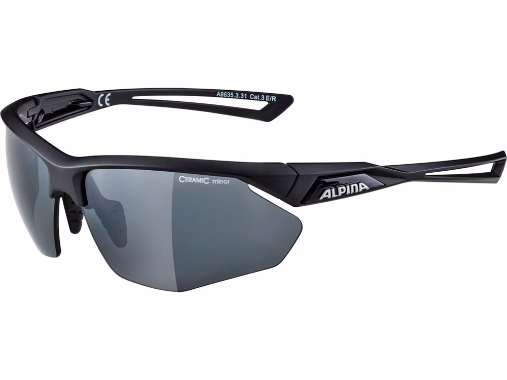 Alpina Nylos HR Sonnenbrille (Rahmen mattschwarz | Glas schwarz verspiegelt | S3)