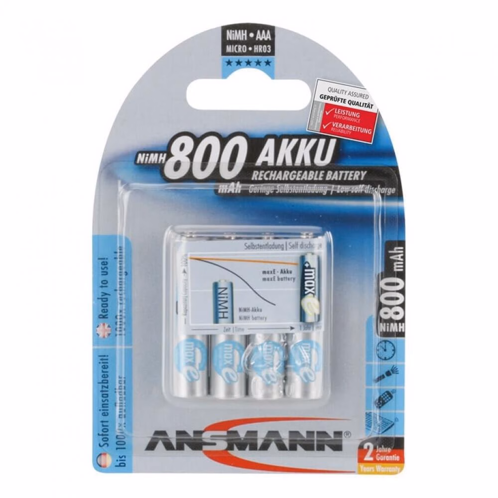 Ansmann Akku Micro 800mAh NiMH 1,2V AAA 4er-Set