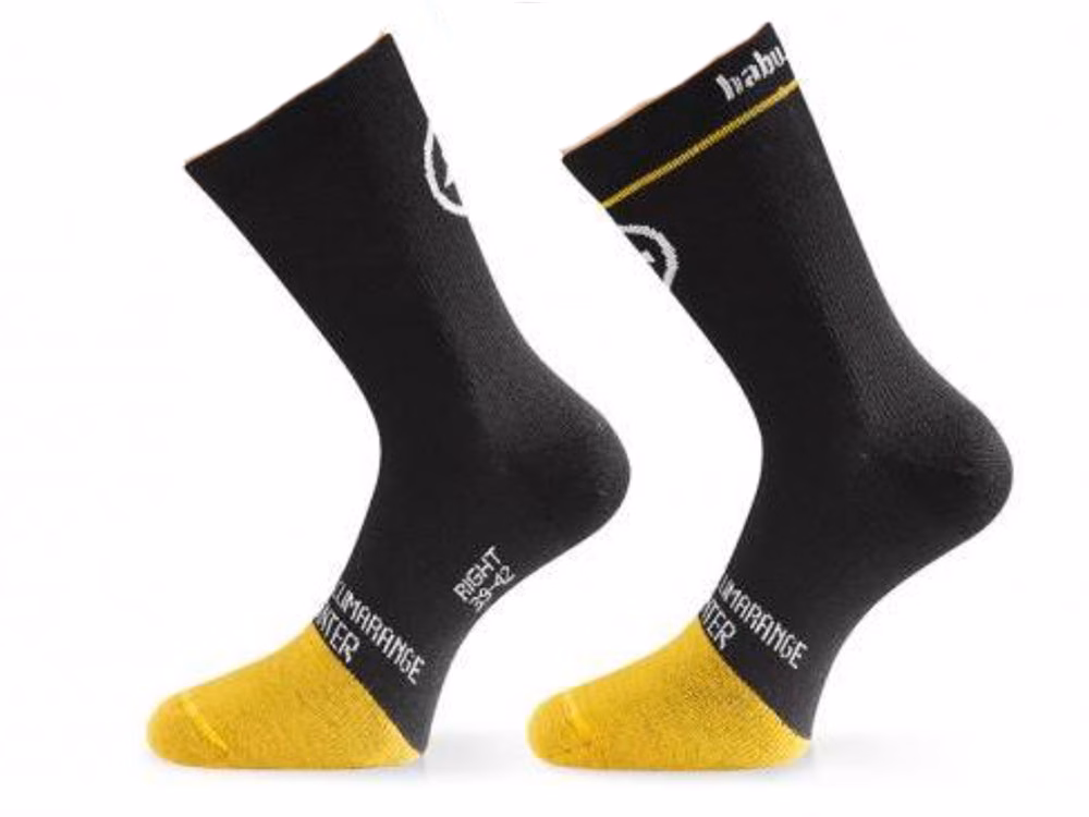 Assos hAbu_evo8 Socken (schwarz / gelb) Größe:35-37