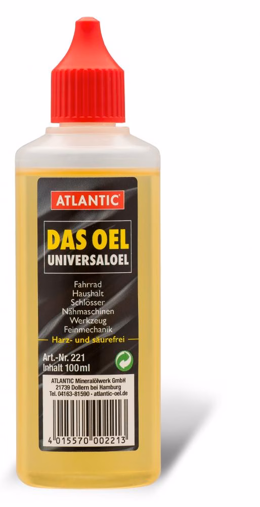 Atlantic DAS OEL Universalöl Flasche 100ml - Hochwertiges Schmiermittel für Fahrrad, Haushalt und Werkstatt. Vielseitig einsetzbar für präzise Pflege und Schutz