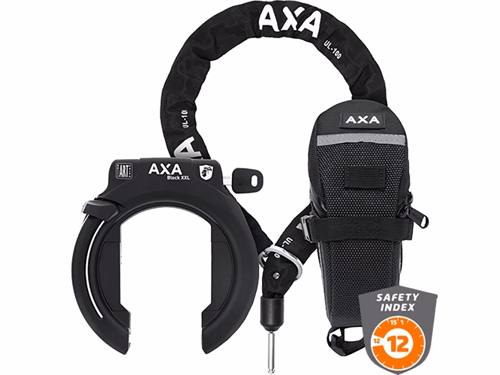 AXA Block XXL Rahmenschloss + ULC100 Kette + Tasche (schwarz)
