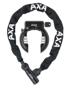 Axa SOLID Plus Rahmenschloss + LINQ CITY 100 Kettenschloss - Hochwertiges 58 mm Fahrradschloss Schwarz