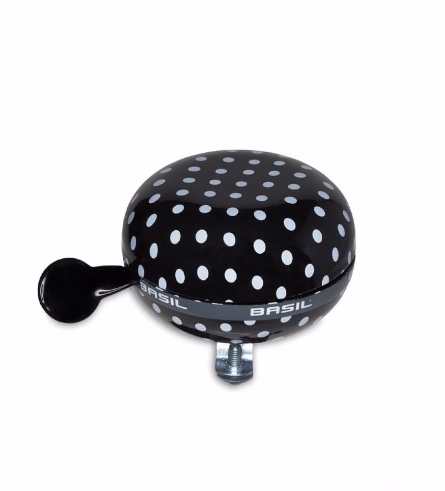 Basil Ding-Dong Klingel Polka Dot black white dots Ø80mm SB-Karte