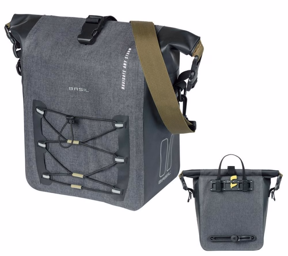 Basil Einzelpacktasche Navigator Storm M schwarz 34x28x17cm12 bis 15l Hook-On
