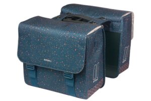 Basil Flair MIK Doppelpacktasche 35 Liter Navy - wasserdichtes Fahrradtaschen-Set inkl. MIK Adapterplatte 2.0, reflektierend, robuste Polyesterqualität