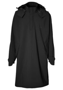 Basil Mosse Regenponcho Unisex jet black Gr. M/L - wasserdicht 5.000 WP, atmungsaktiv 5.000 MVP, Kapuze, Taschen, reflektierend