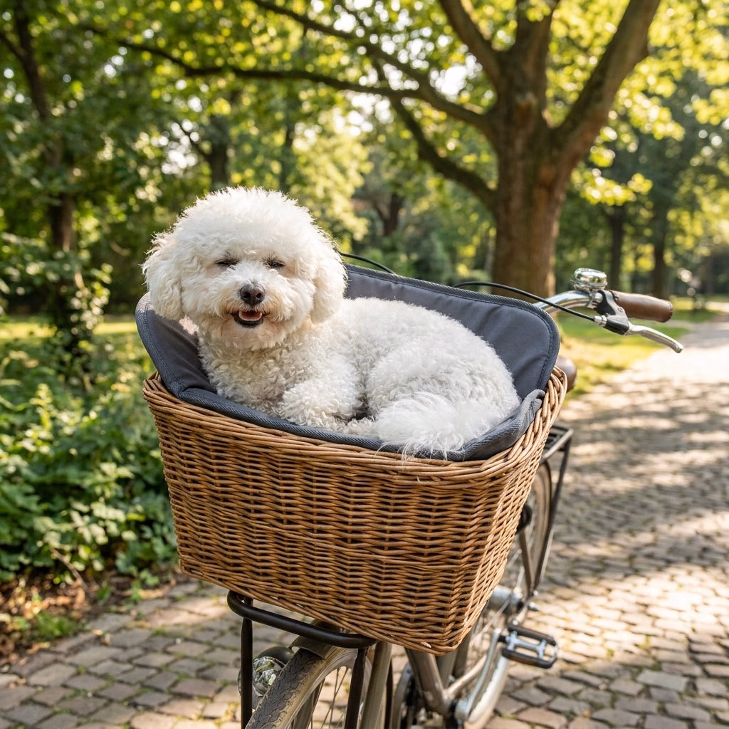 Basil Pasja Hundekissen für Fahrradkorb - Grau 46x23 cm - Waschbar & Komfortabel - Kisseneinlage