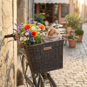 Basil Vorderradkorb Bremen FM Rattan dunkelbraun 26x35x27 cm