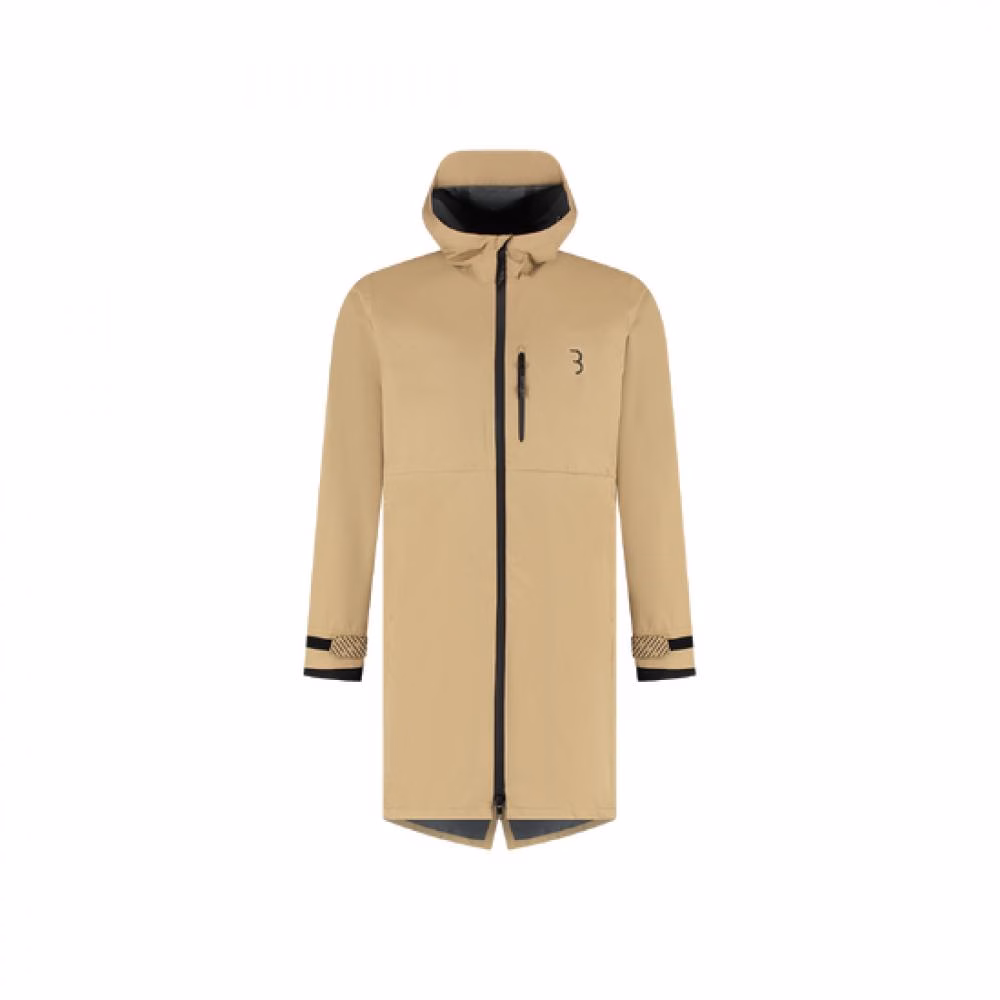 BBB Regenjacke Rainshield Parka L camel - wasserdicht atmungsaktiv, Kapuze, verlängerter Rücken, reflektierende Details, leicht verstaubar für Radtouren