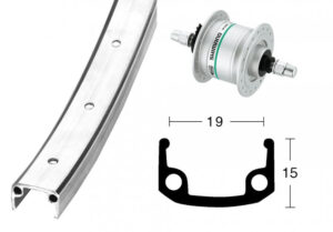 Bike-Parts Laufrad|Vorderrad 28x1 3/8 Zoll Nabendynamo DH-C3003 silber Festachse 36-Loch Alu-Kastenfelge silber Zink-Speichen
