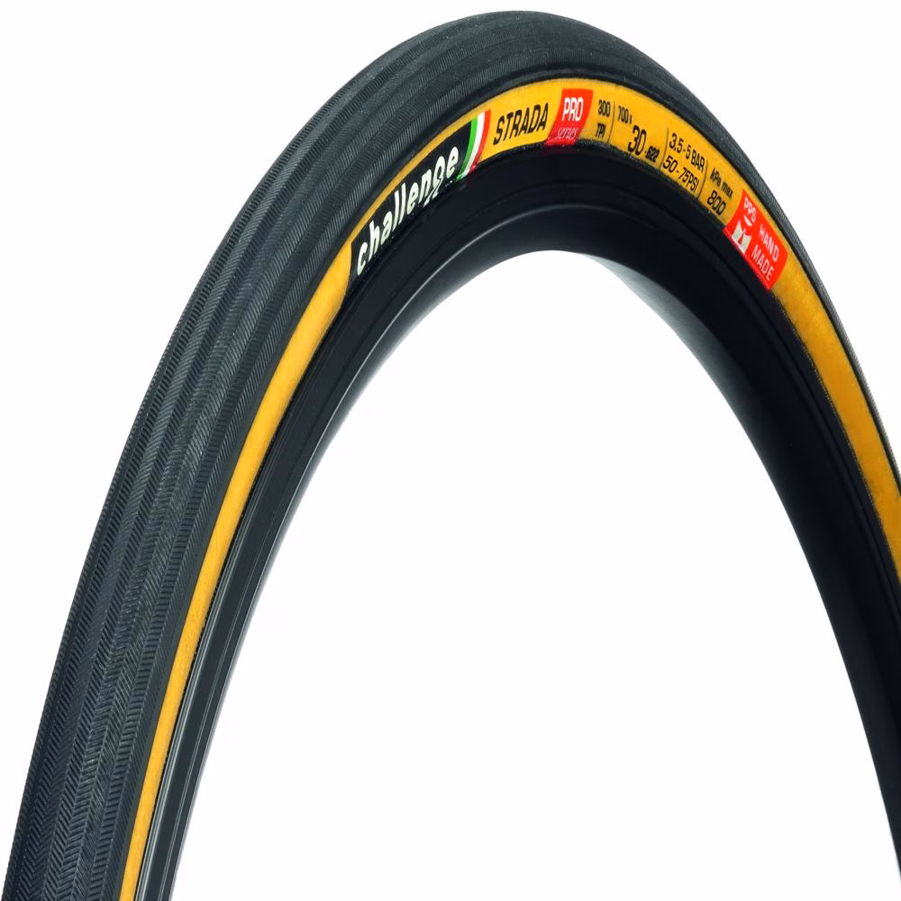 Challenge Road-Reifen Strada Pro Handmade Clincher 30-622 Schwarz/braun - schneller Komfort mit Pannenschutz