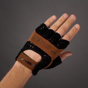 CHIBA Retro - Radhandschuhe kurzfinger schwarz/braun, S