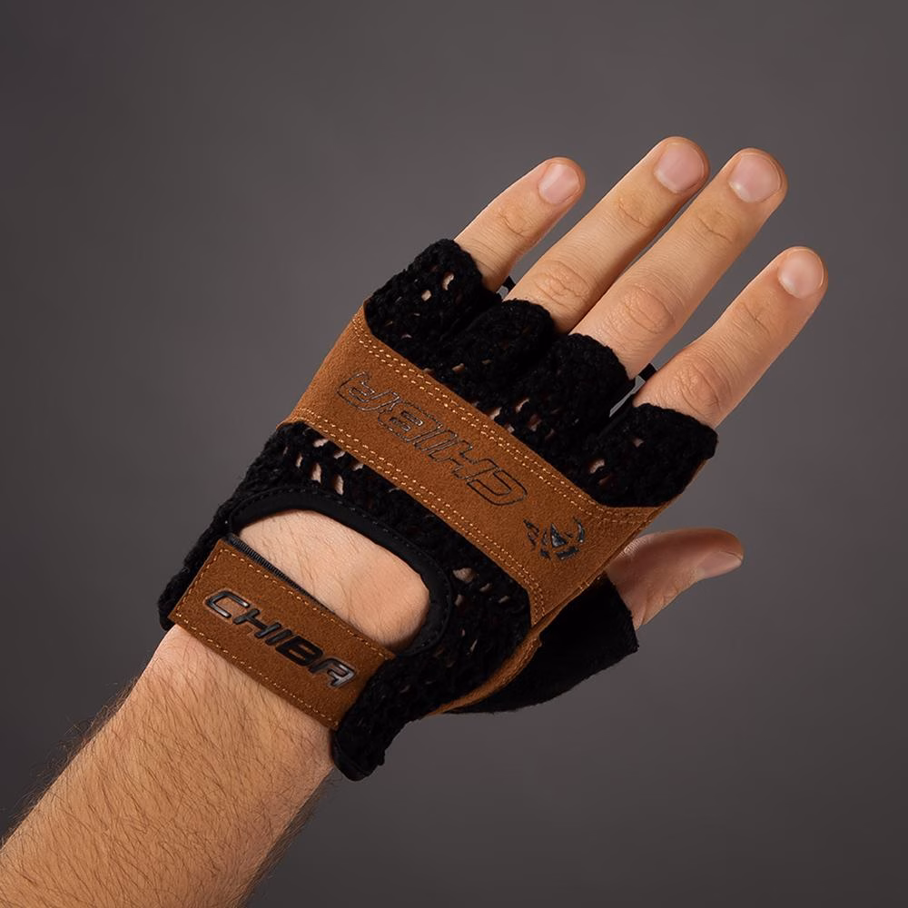 CHIBA Retro - Radhandschuhe kurzfinger schwarz/braun, S