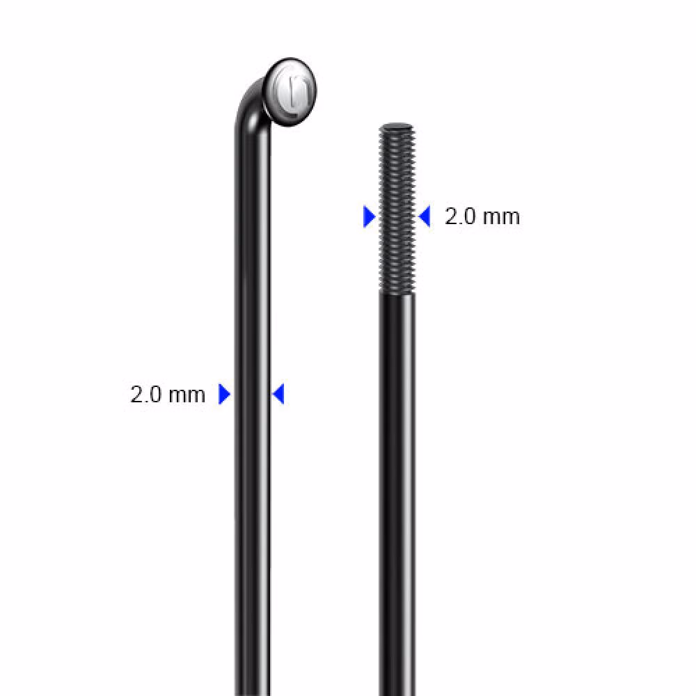 cnSpoke Speiche STD14C 284mm Ø=2,0mm 95° schwarz 100 Stück Edelstahl ohne Nippel