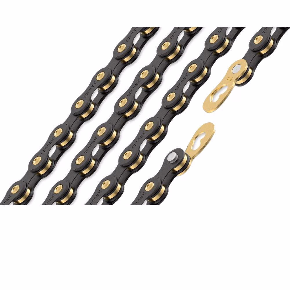 Connex 12sB Fahrradkette 12-fach 126 Glieder Schwarz/Gold mit Kettenschloss