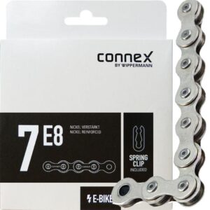 Connex Kette 7-fach 7E8 Nickel 124 Glieder E-25 - Verstärkte E-Bike Fahrradkette