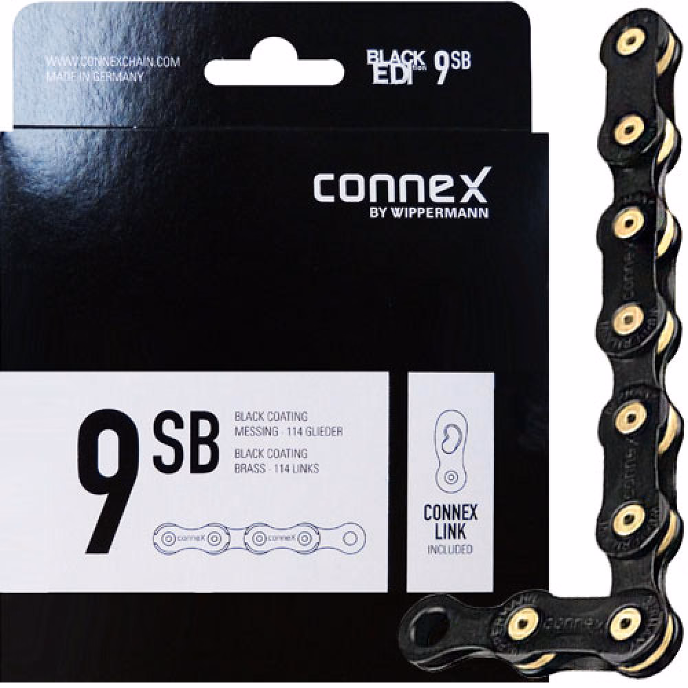 Connex Wippermann Kette 9SB 1/2"x11/128" 114 Gl. 9-fach schwarz/gold