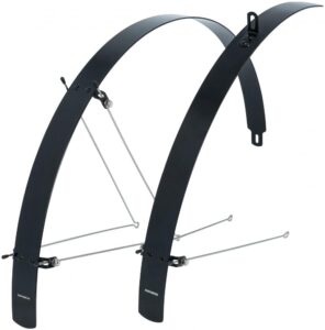 CONTEC Flat Fender Schutzblech-Set 28" Aluminium, 42 mm breit, schwarz, extrem stabil, gradlinig und flach, inklusive Streben