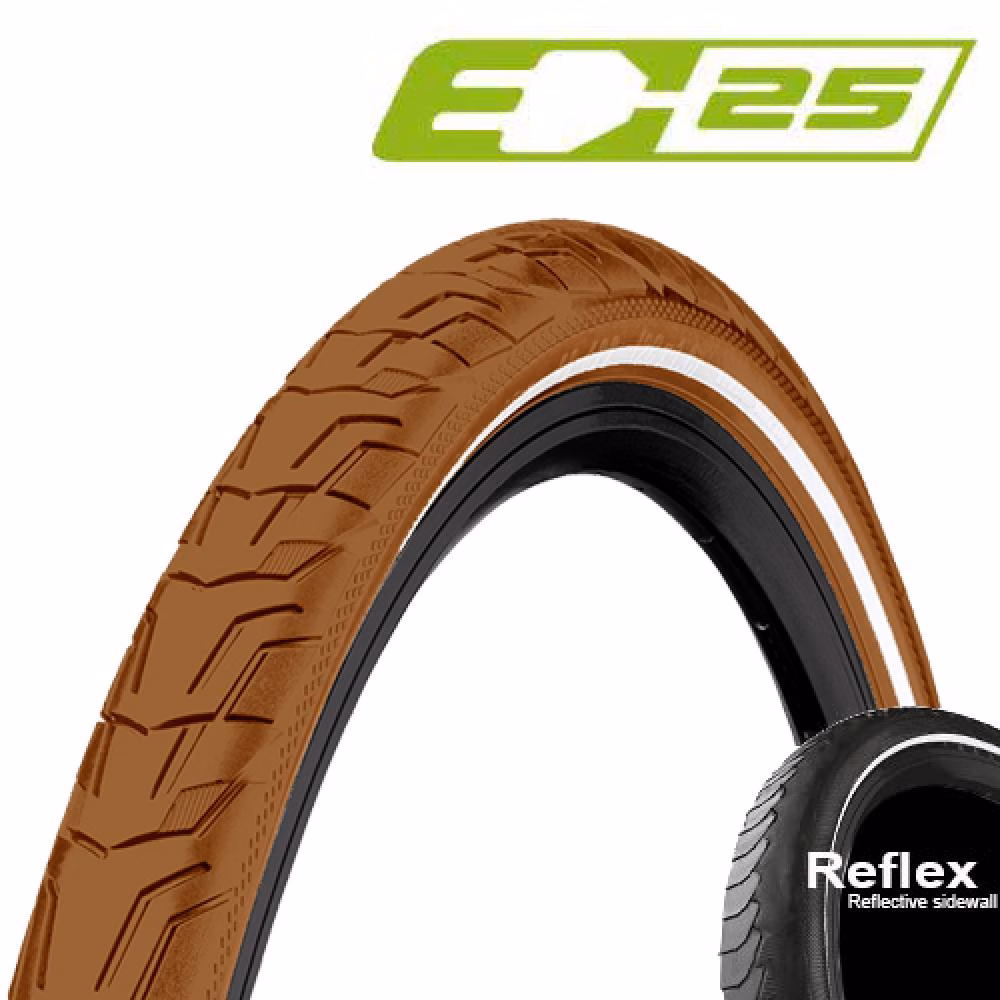 Continental Reifen Ride City 28x1.45" 37-622 braun Reflex E-25 Draht