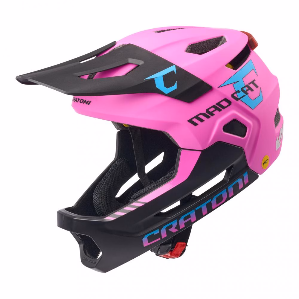 Cratoni MadCat MIPS Kinder-Fullface-Helm - pink-schwarz matt