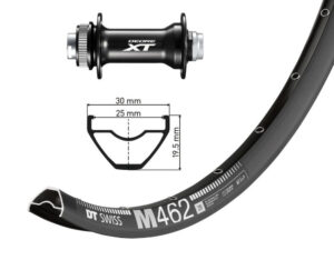 DT SWISS Laufrad Vorderrad 29 Zoll Deore Xt Schwarz Steckachse 15Mm 110Mm M462 Disc Schwarz Nirosta-Speichen Schwarz 32-Loch Bike-Parts