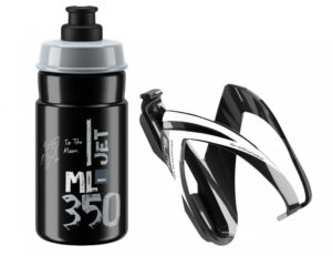 ELITE Kit Trinkflasche JET 350 ml + CEO Halter für Kinderrahmen - leichtes - Flaschenhalter - bedienfreundliches Racing-Design BPA-frei Push-Pull Verschluss - Flasche mit Halter