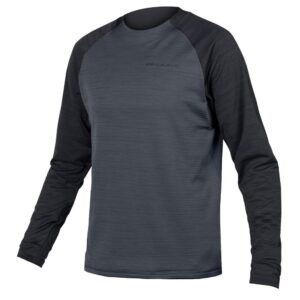 Endura SingleTrack Fleece Langarmtrikot, Schwarz, M - atmungsaktives MTB-Fleece mit recyceltem Material, Netzeinsatz & Rücken-Reißverschlusstasche