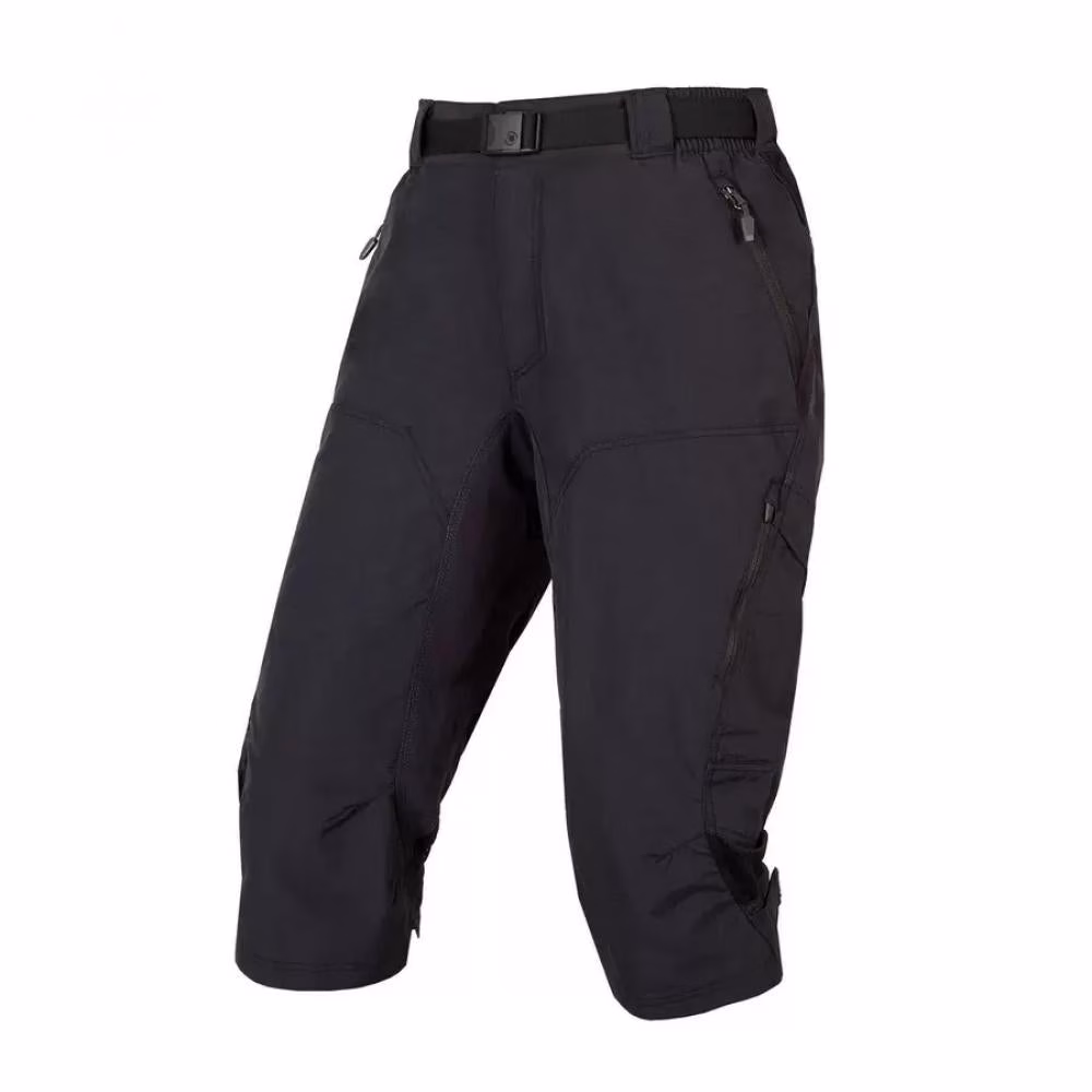 Endura Womens Hummvee ¾ Short mit Liner, Schwarz, XL, robuste MTB-Shorts mit Innenhose, atmungsaktiv, elastischer Bund, Reißverschlusstaschen
