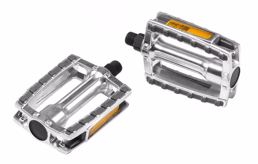 Ergotec Alu-Pedal 658 XXL silbergrau 9/16 Zoll mit Reflektoren
