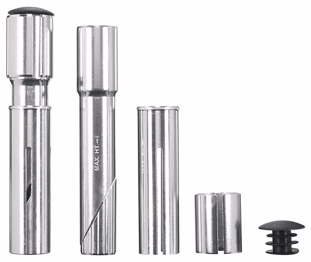 Ergotec Vorbauerhöhung Gewinde / Ahead 1" + 1 1/8" Alu silber - Lenkererhöhung für Fahrrad und Rennrad