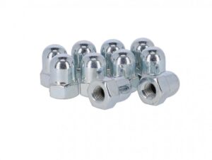 Fix Nippel Hutmutter VR, FG 7,9 mm, 6-kant, silber, 10er Pack Hochwertige, silberne Hutmuttern für Vorderradachsen mit 7,9 mm Durchmesser, ideal für Fahrräder